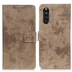 Leather Case Stands Flip Cover Holder D05Y for Sony Xperia 10 III Lite Khaki