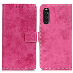 Leather Case Stands Flip Cover Holder D05Y for Sony Xperia 10 III SO-52B Hot Pink