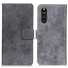 Leather Case Stands Flip Cover Holder D05Y for Sony Xperia 10 III SOG04 Gray