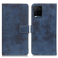 Leather Case Stands Flip Cover Holder D05Y for Vivo Y21 Blue