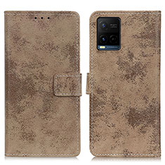 Leather Case Stands Flip Cover Holder D05Y for Vivo Y21G Khaki