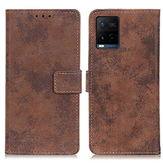 Leather Case Stands Flip Cover Holder D05Y for Vivo Y21t Brown