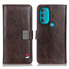 Leather Case Stands Flip Cover Holder D06Y for Motorola Moto G71 5G Brown