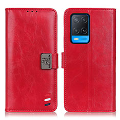 Leather Case Stands Flip Cover Holder D06Y for Oppo A54 4G Red