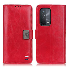Leather Case Stands Flip Cover Holder D06Y for Oppo A74 5G Red