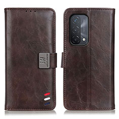 Leather Case Stands Flip Cover Holder D06Y for Oppo A93 5G Brown