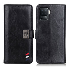 Leather Case Stands Flip Cover Holder D06Y for Oppo Reno5 F Black