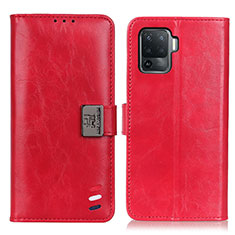 Leather Case Stands Flip Cover Holder D06Y for Oppo Reno5 F Red