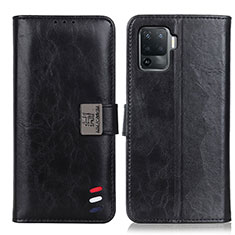 Leather Case Stands Flip Cover Holder D06Y for Oppo Reno5 Lite Black
