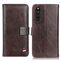 Leather Case Stands Flip Cover Holder D06Y for Sony Xperia 10 III Lite Brown