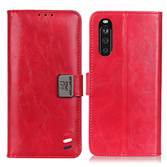 Leather Case Stands Flip Cover Holder D06Y for Sony Xperia 10 III Lite Red