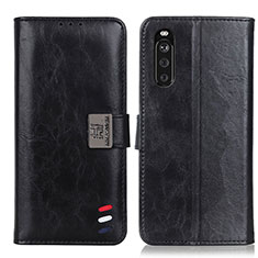 Leather Case Stands Flip Cover Holder D06Y for Sony Xperia 10 III SO-52B Black