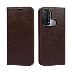 Leather Case Stands Flip Cover Holder D07T for Oppo Reno5 A Brown