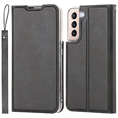 Leather Case Stands Flip Cover Holder D07T for Samsung Galaxy S21 5G Black