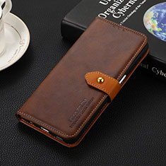 Leather Case Stands Flip Cover Holder D07Y for Huawei Honor X6a Brown