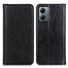 Leather Case Stands Flip Cover Holder D07Y for Motorola Moto G14 Black