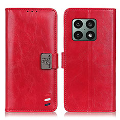 Leather Case Stands Flip Cover Holder D07Y for OnePlus 10 Pro 5G Red