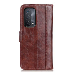 Leather Case Stands Flip Cover Holder D07Y for OnePlus Nord N200 5G Brown