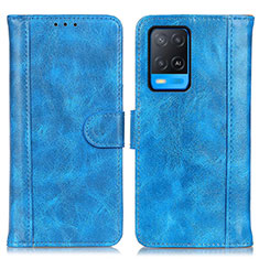 Leather Case Stands Flip Cover Holder D07Y for Oppo A54 4G Sky Blue