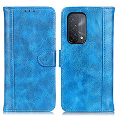 Leather Case Stands Flip Cover Holder D07Y for Oppo A54 5G Sky Blue