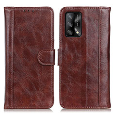 Leather Case Stands Flip Cover Holder D07Y for Oppo A74 4G Brown