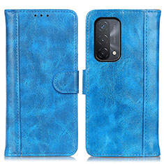 Leather Case Stands Flip Cover Holder D07Y for Oppo A74 5G Sky Blue