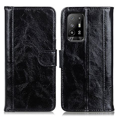 Leather Case Stands Flip Cover Holder D07Y for Oppo A94 5G Black