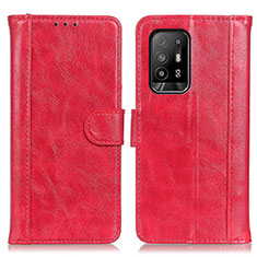 Leather Case Stands Flip Cover Holder D07Y for Oppo A94 5G Red