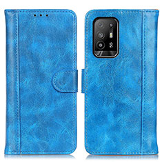 Leather Case Stands Flip Cover Holder D07Y for Oppo A95 5G Sky Blue