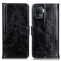 Leather Case Stands Flip Cover Holder D07Y for Oppo Reno5 F Black