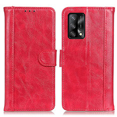 Leather Case Stands Flip Cover Holder D07Y for Oppo Reno6 Lite Red