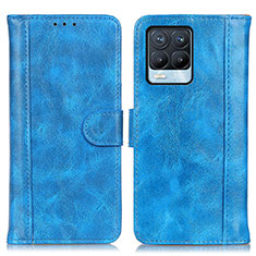 Leather Case Stands Flip Cover Holder D07Y for Realme 8 4G Sky Blue