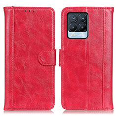 Leather Case Stands Flip Cover Holder D07Y for Realme 8 Pro Red