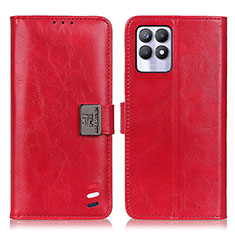 Leather Case Stands Flip Cover Holder D07Y for Realme 8i Red