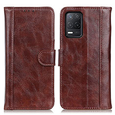 Leather Case Stands Flip Cover Holder D07Y for Realme 9 5G India Brown