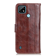 Leather Case Stands Flip Cover Holder D07Y for Realme C21 Brown