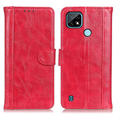 Leather Case Stands Flip Cover Holder D07Y for Realme C21 Red