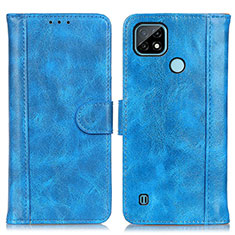 Leather Case Stands Flip Cover Holder D07Y for Realme C21 Sky Blue