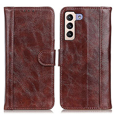 Leather Case Stands Flip Cover Holder D07Y for Samsung Galaxy S23 5G Brown