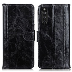 Leather Case Stands Flip Cover Holder D07Y for Sony Xperia 10 III Black