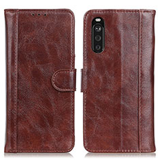 Leather Case Stands Flip Cover Holder D07Y for Sony Xperia 10 III Lite Brown