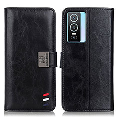 Leather Case Stands Flip Cover Holder D07Y for Vivo Y74s 5G Black