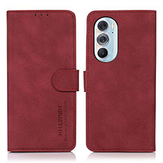 Leather Case Stands Flip Cover Holder D08Y for Motorola Moto Edge 30 Pro 5G Red