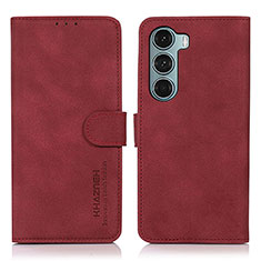 Leather Case Stands Flip Cover Holder D08Y for Motorola Moto Edge S30 5G Red