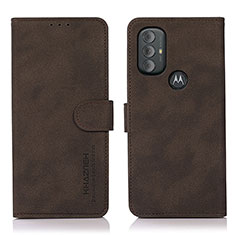 Leather Case Stands Flip Cover Holder D08Y for Motorola Moto G Play (2023) Brown