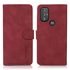 Leather Case Stands Flip Cover Holder D08Y for Motorola Moto G Play (2023) Red