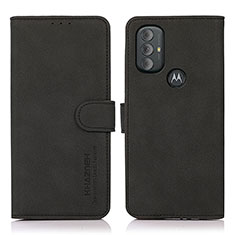 Leather Case Stands Flip Cover Holder D08Y for Motorola Moto G Power (2022) Black