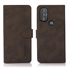 Leather Case Stands Flip Cover Holder D08Y for Motorola Moto G Power (2022) Brown