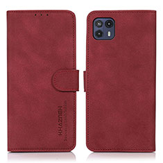 Leather Case Stands Flip Cover Holder D08Y for Motorola Moto G50 5G Red