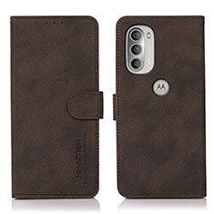 Leather Case Stands Flip Cover Holder D08Y for Motorola Moto G51 5G Brown